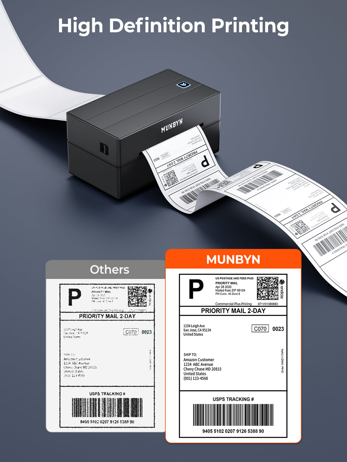 MUNBYN RealWriter 130B thermal label printer kit with black model and multiple accessories, ready for shipping and labeling tasks.
