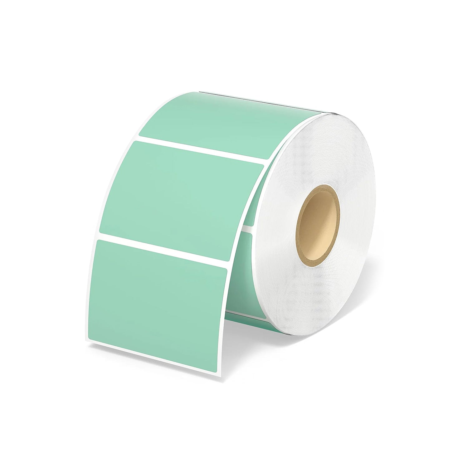 Green rectangular labels measuring 2.25 by 1.25 inches on label printer paper from MUNBYN.