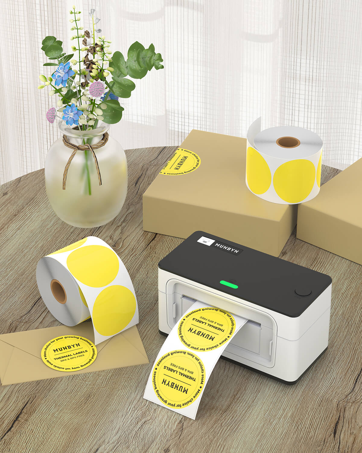 MUNBYN 2"x2" Generic Circle Series Thermal Labels (750/Roll)