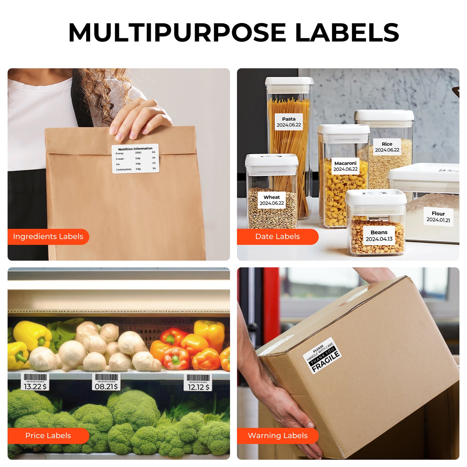 White 3x2 inch label printer paper by MUNBYN with multiple blank labels ready for printing.