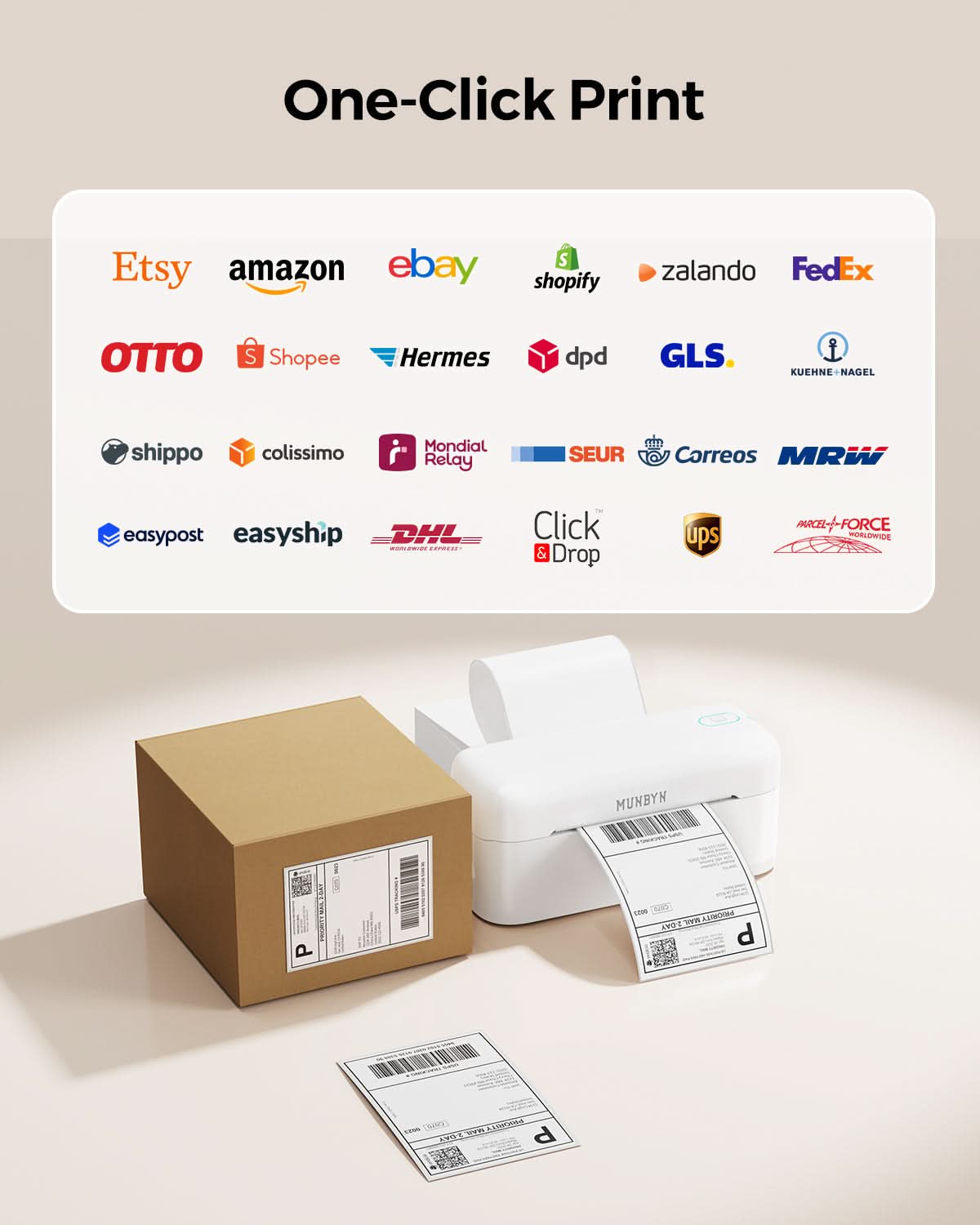 Thermal label printer for printing shipping labels