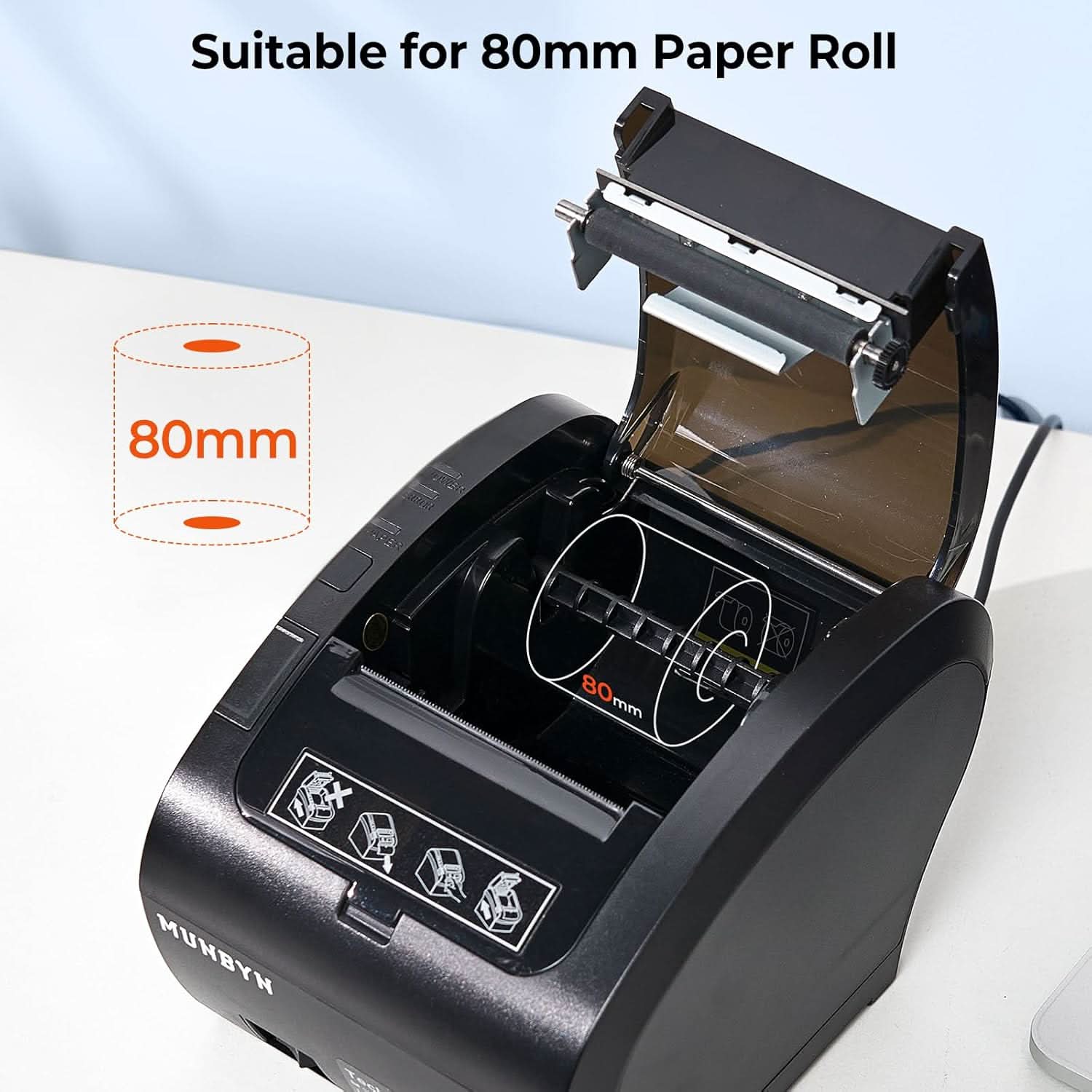MUNBYN P047 Black Bluetooth Thermal Receipt Printer 80mm POS Printer - MUNBYN