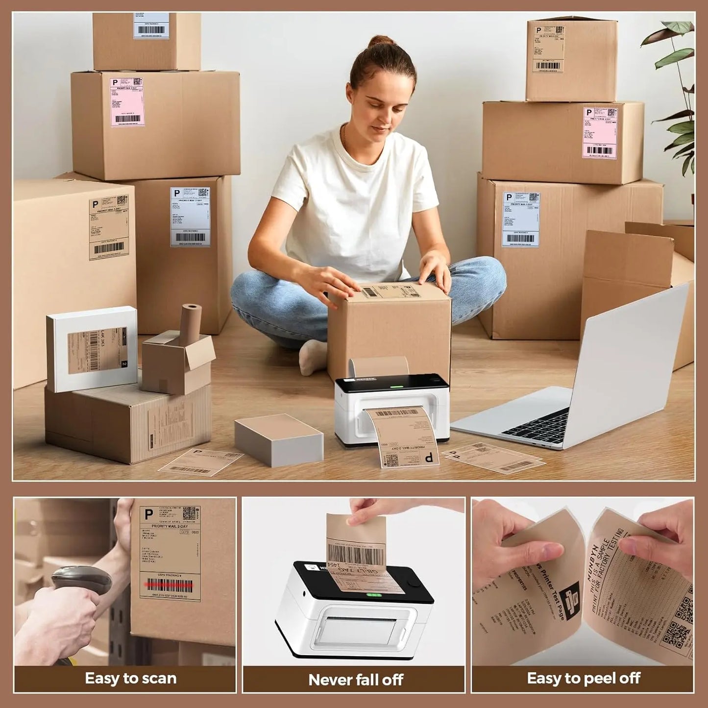 MUNBYN 4"x6" Fan-Fold Direct Thermal Shipping Labels (220/Stack)