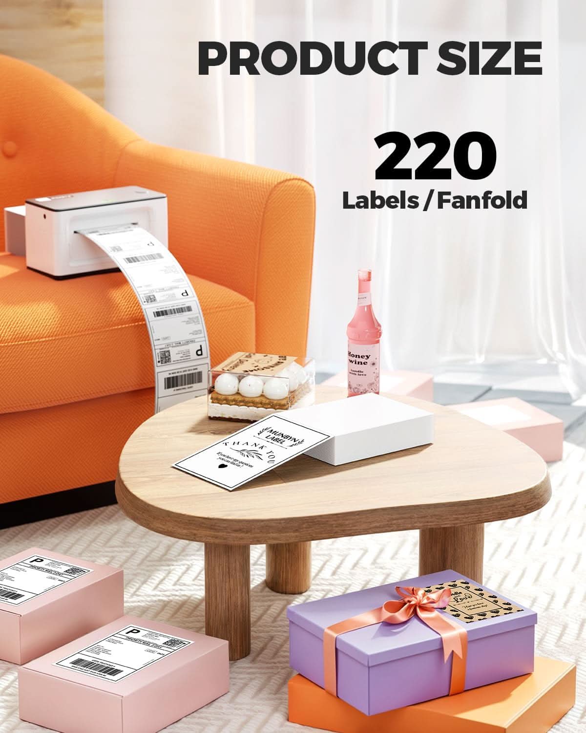 MUNBYN 4"x6" Fan-Fold Direct Thermal Shipping Labels (220/Stack) - MUNBYN