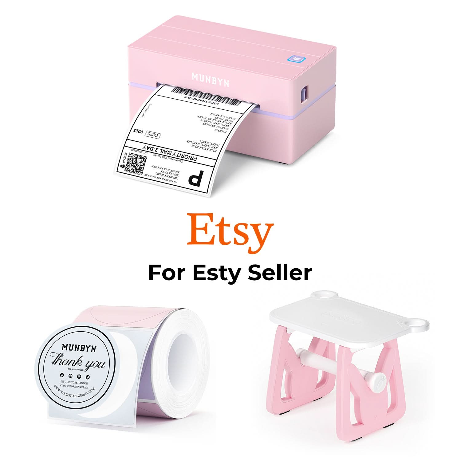 MUNBYN RealWriter 130B Wireless Printer & Morandi Labels Etsy Packaging & Branding Classic Kit