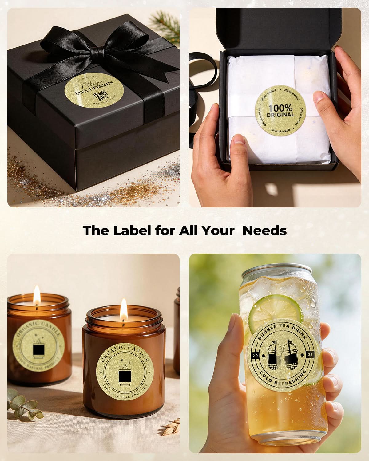 MUNBYN 2" Glitter Round Thermal Labels (100/Roll)