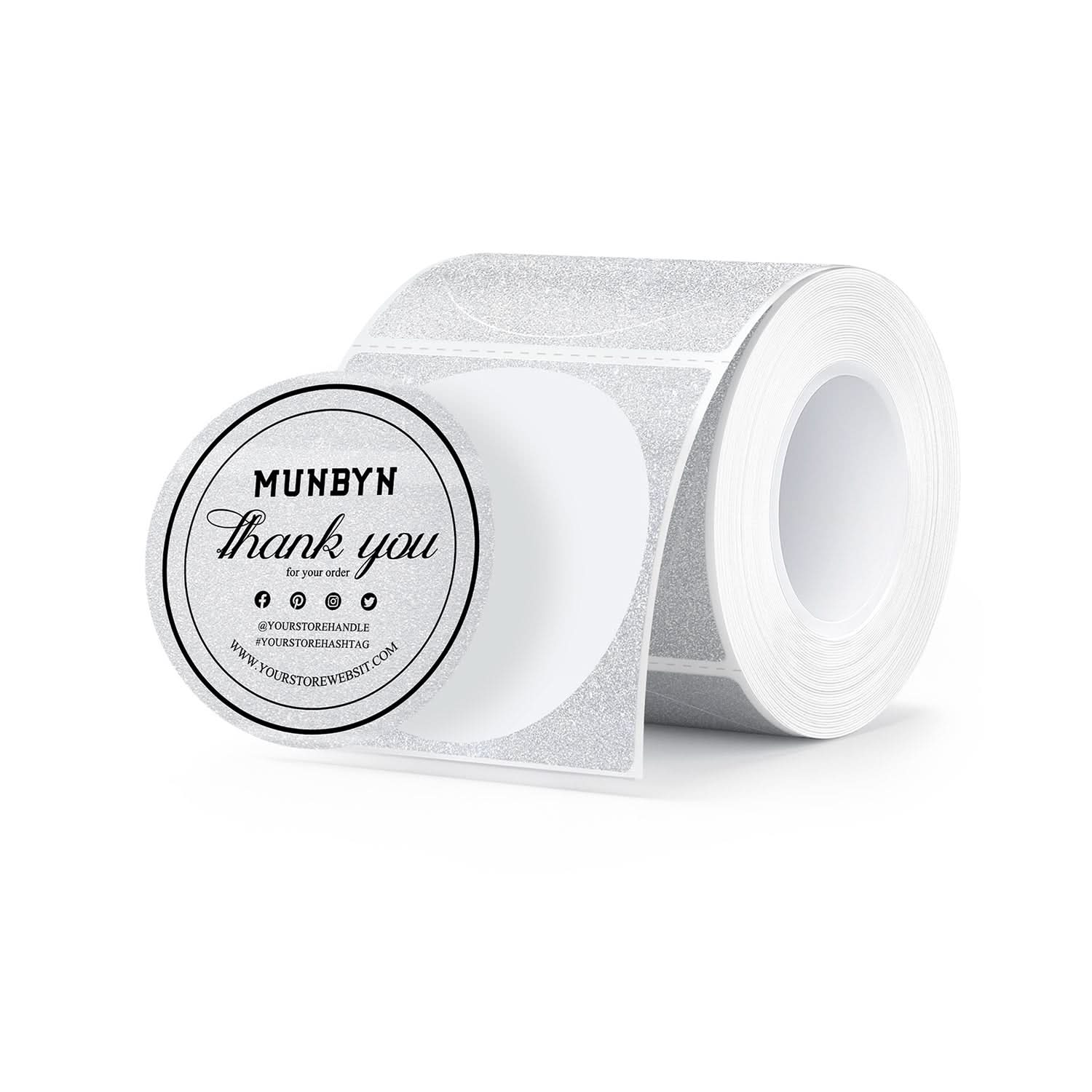 MUNBYN 2" Glitter Round Thermal Labels Multi-Pack (100/Roll)