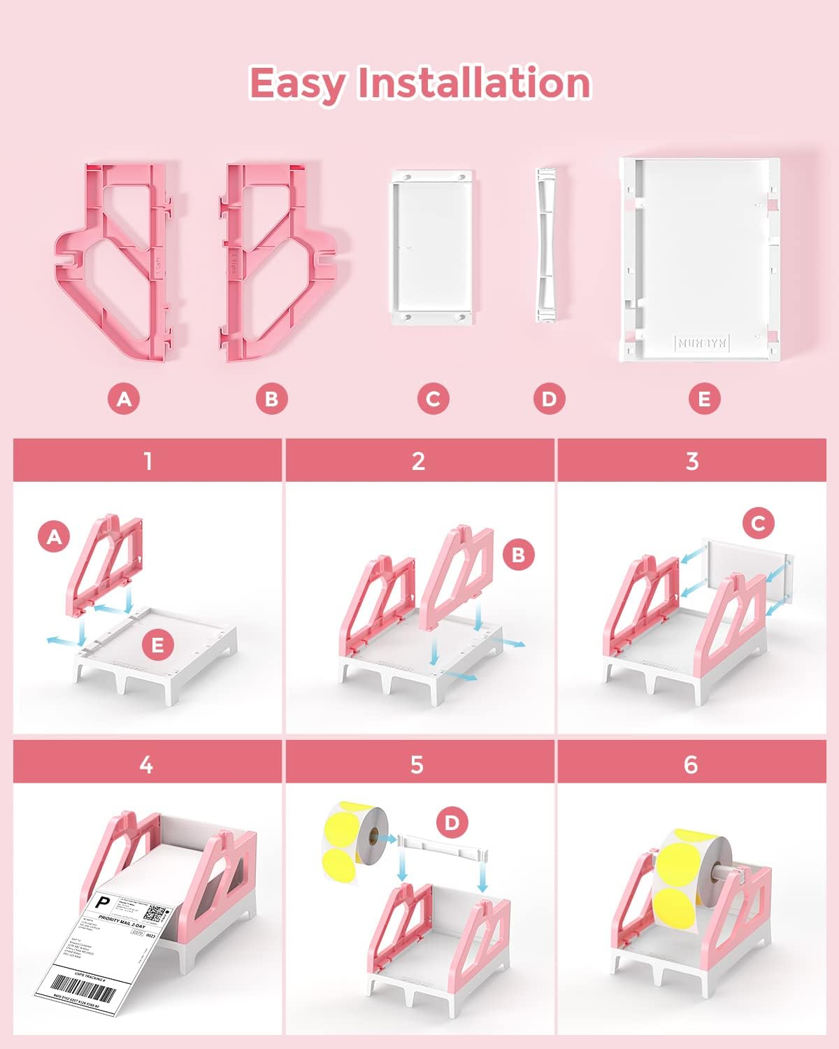 Set of three MUNBYN ILH01 Label Holder accessories for label printers, showcasing clear plastic holders for organized labeling.