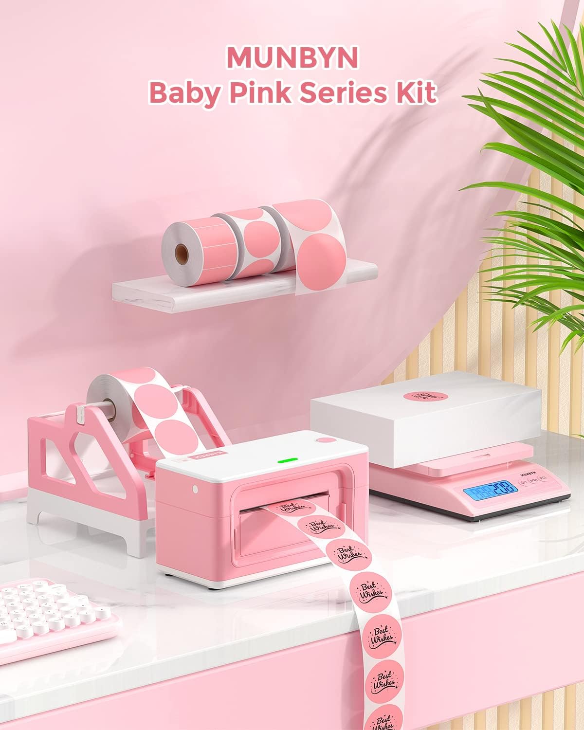 Set of four MUNBYN ILH01 label holder accessories for label printers, designed to organize and protect labels.