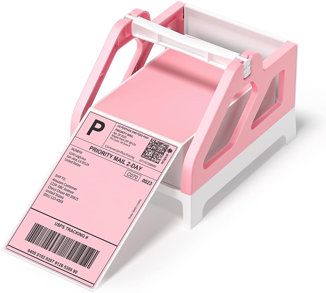 Eight MUNBYN ILH01 label holder accessories for label printers, showing clear plastic clips and mounting features.