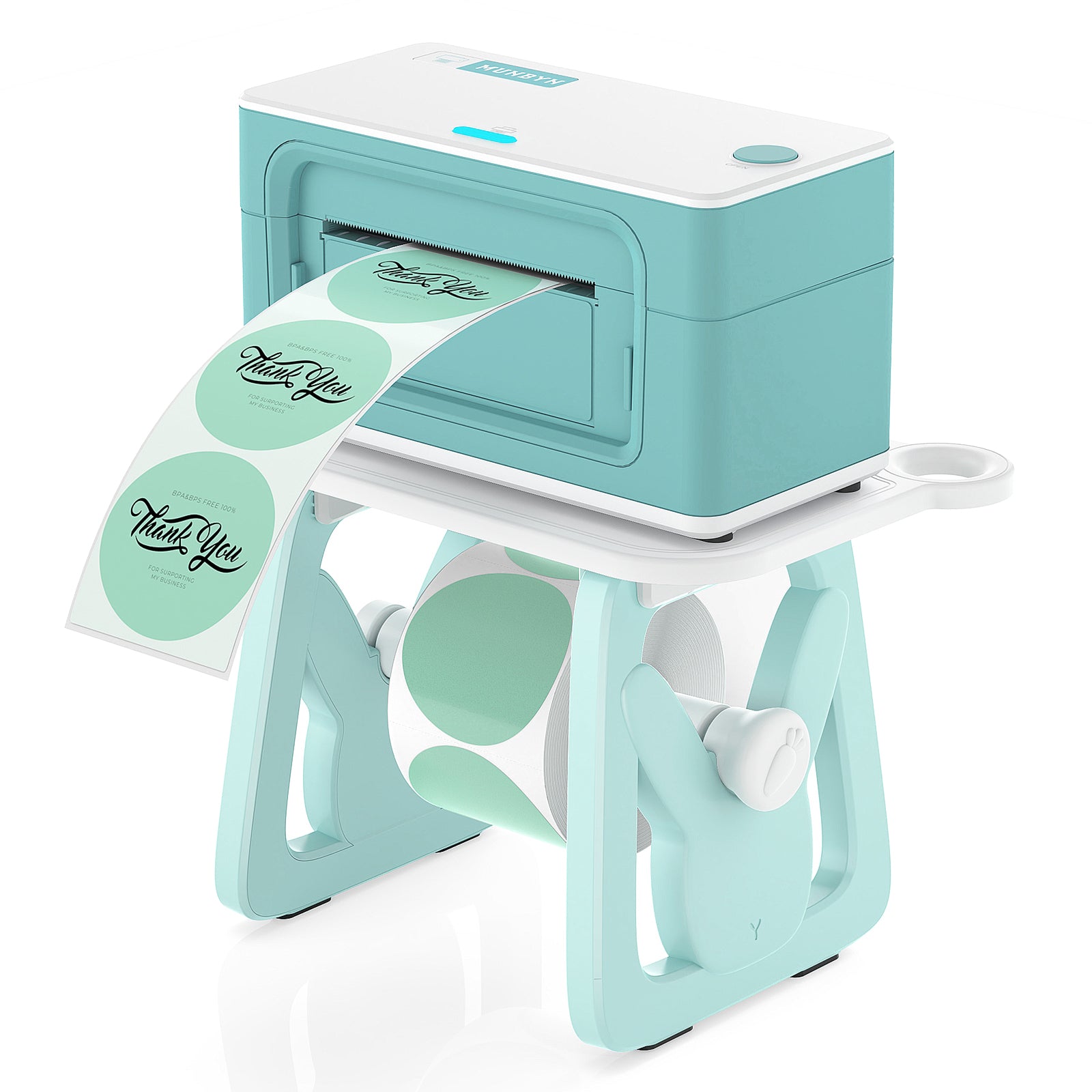 Green ILH02 Label Holder for MUNBYN label printers, accessory for organizing and securing labels.