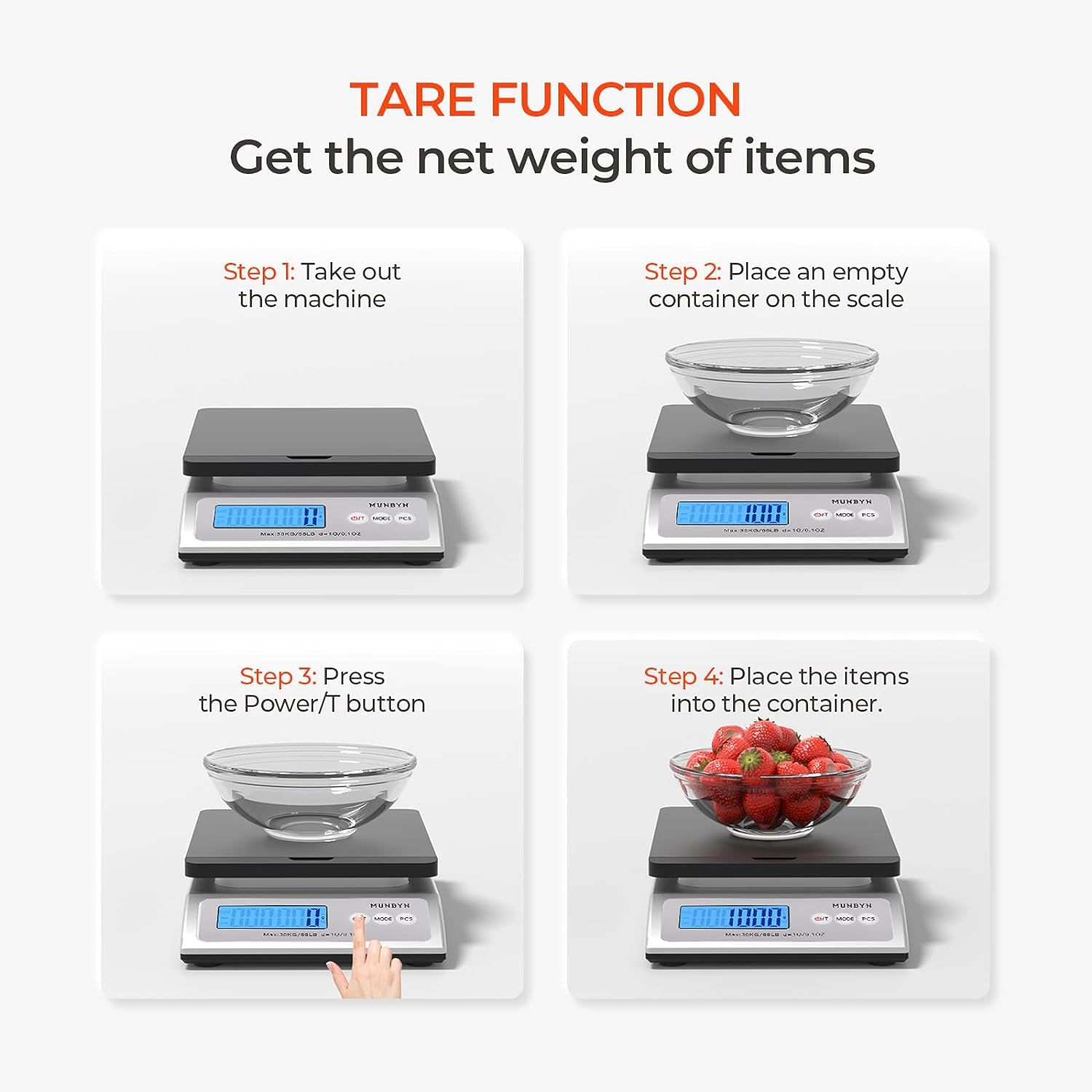 MUNBYN IPS01 postal scale with black label printer accessory, showing digital display and compact design for shipping and mailing.