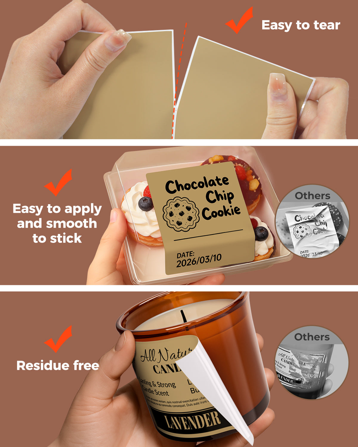 Rectangular 4x3 inch labels printed on MUNBYN label printer paper, shown in a close-up view with neatly aligned labels.