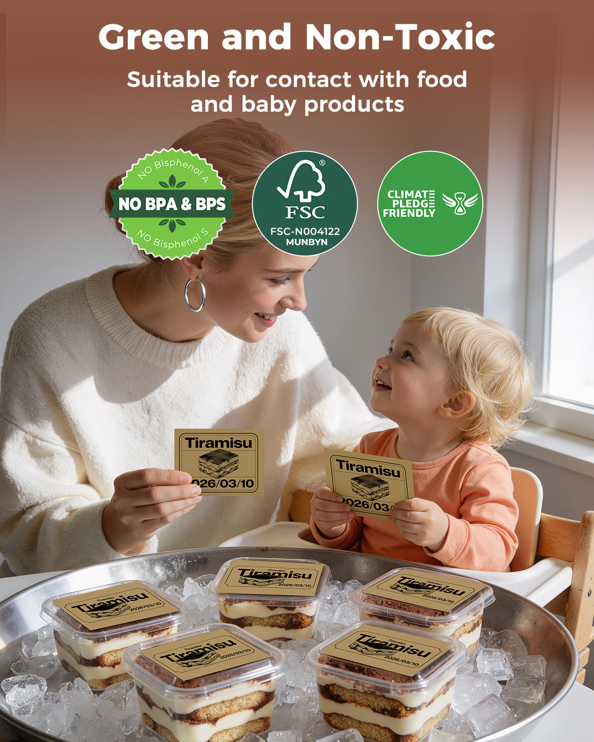 Rectangle labels printed on MUNBYN label printer paper, showing four-inch by three-inch adhesive label sheets.