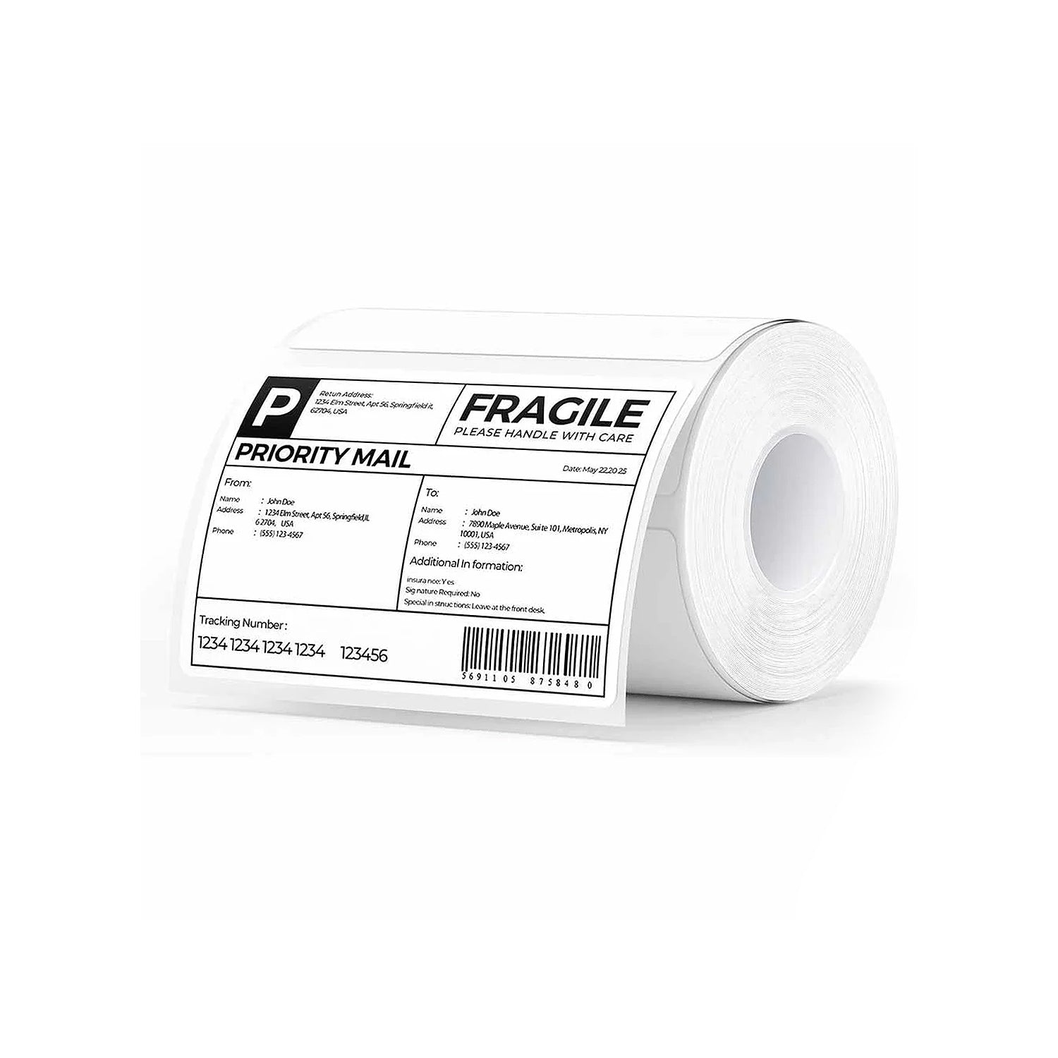 White 4x3 inch rectangle labels printed on MUNBYN label printer paper, ready for customization or product labeling.