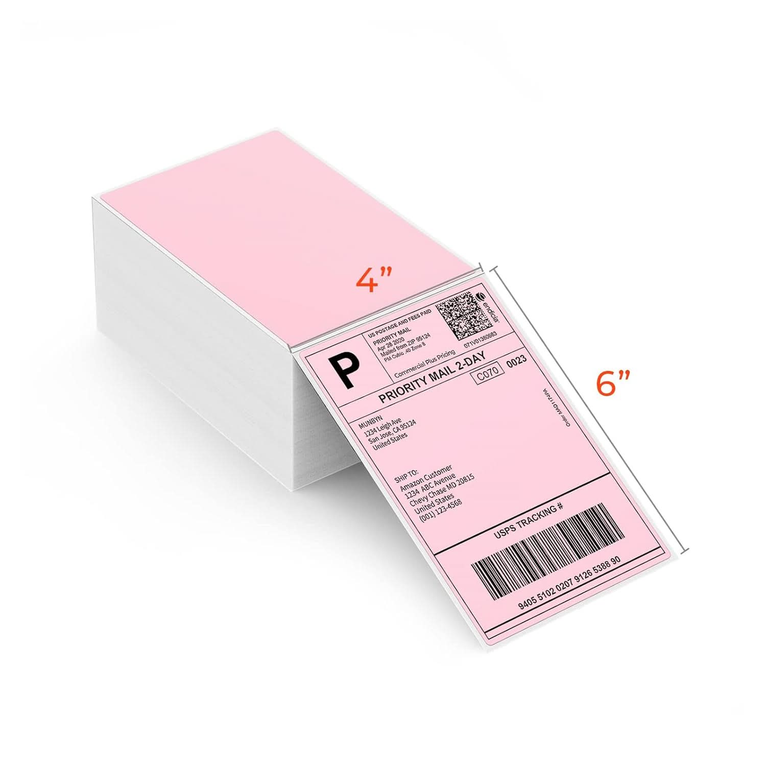 4x6 inch fan-fold labels on MUNBYN label printer paper, ready for printing, with white label sheets in a stack.