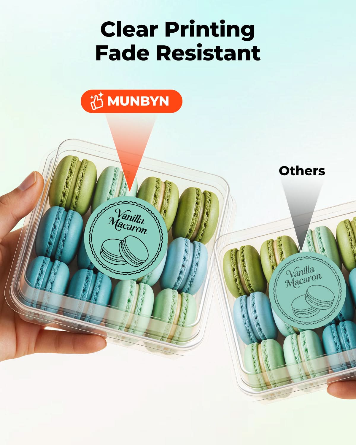 MUNBYN 2" Macaron Round Thermal Labels for Product and Packaging Stickers