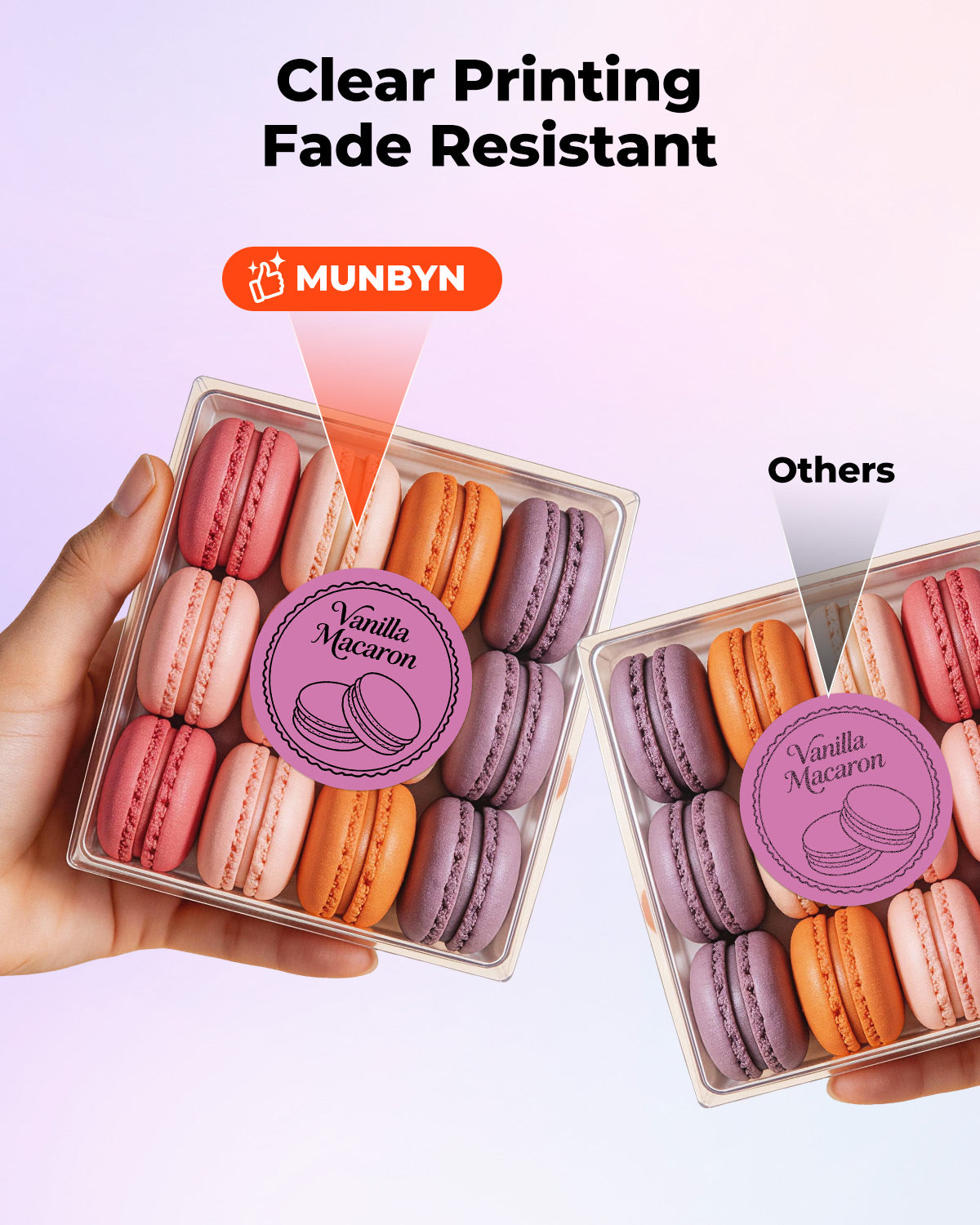 MUNBYN 2" Macaron Round Thermal Labels for Product and Packaging Stickers