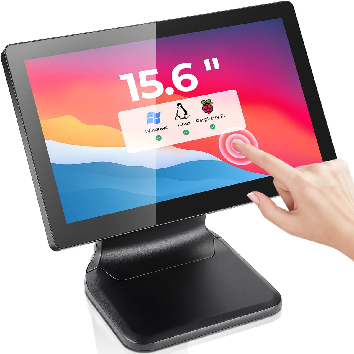 MUNBYN IPTS002 15.6-inch POS touchscreen monitor with adjustable metal base