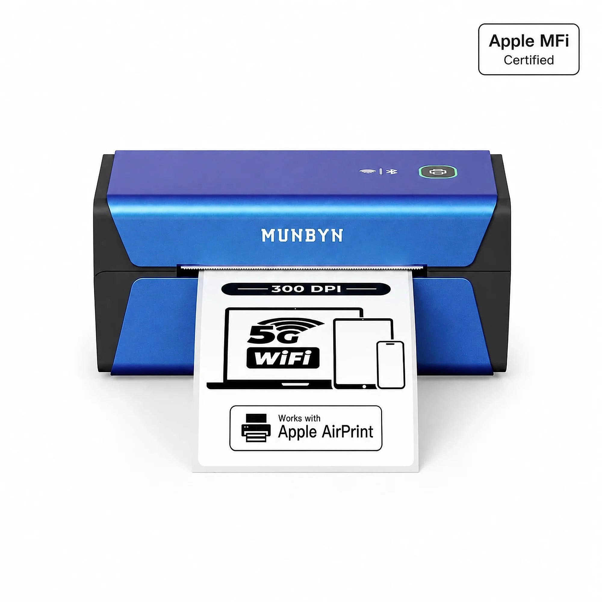 MUNBYN RW401AP AirPrint Label Printer in Blue