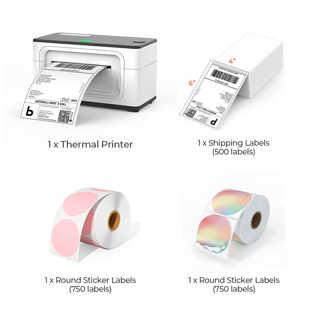 Henholdsvis Skulle læber 4"x6" White Thermal Label Printer Starter Kit | MUNBYN®