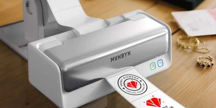 MUNBYN RealWriter 405B Replaceable Print-Head Bluetooth Thermal Label Printer with Label Holder