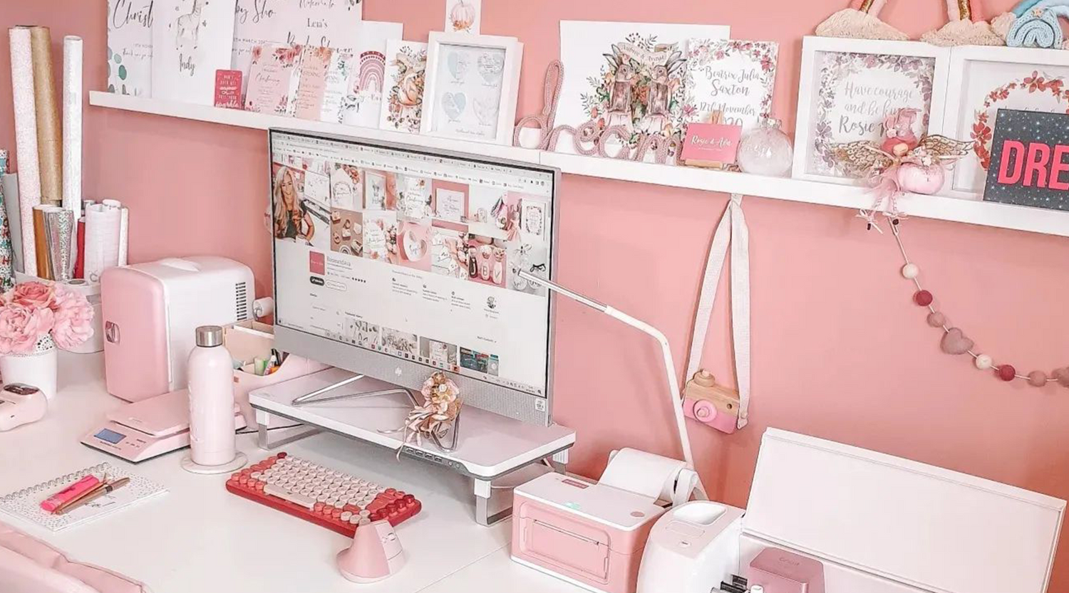 Office best sale desk pink