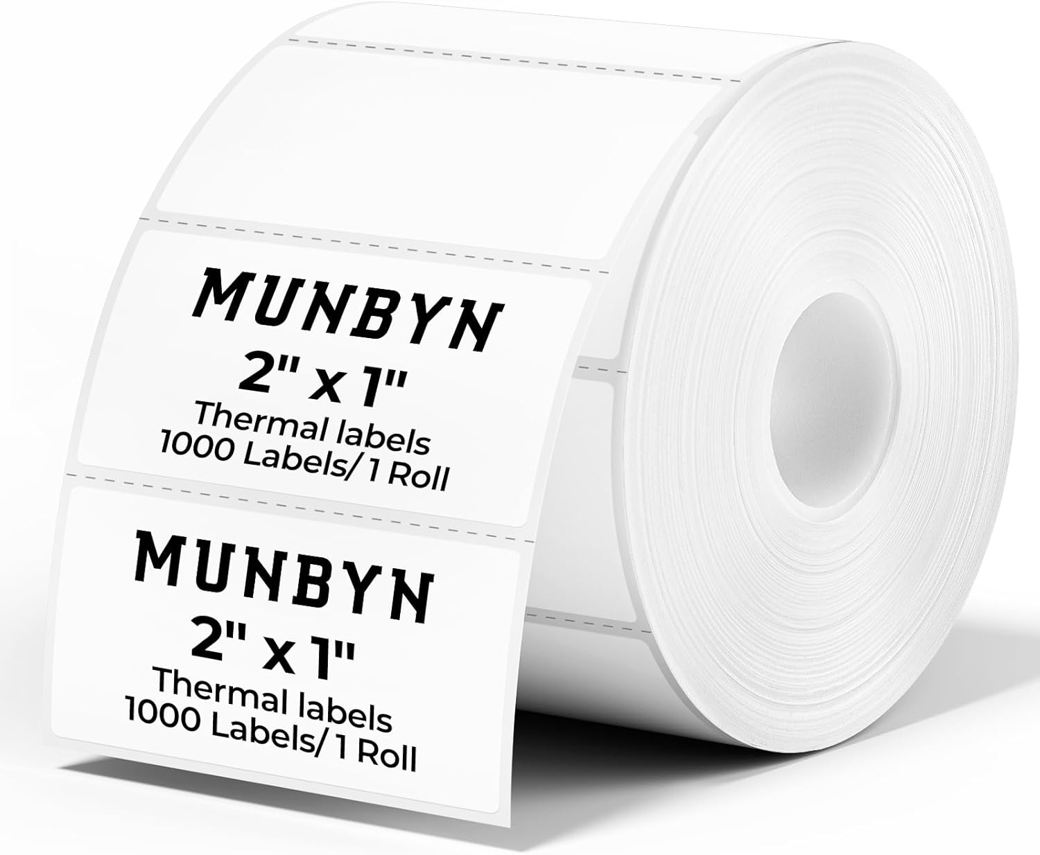 MUNBYN White 2x1 Inch Thermal Sticker Labels, 1000 Labels/ 1 Roll