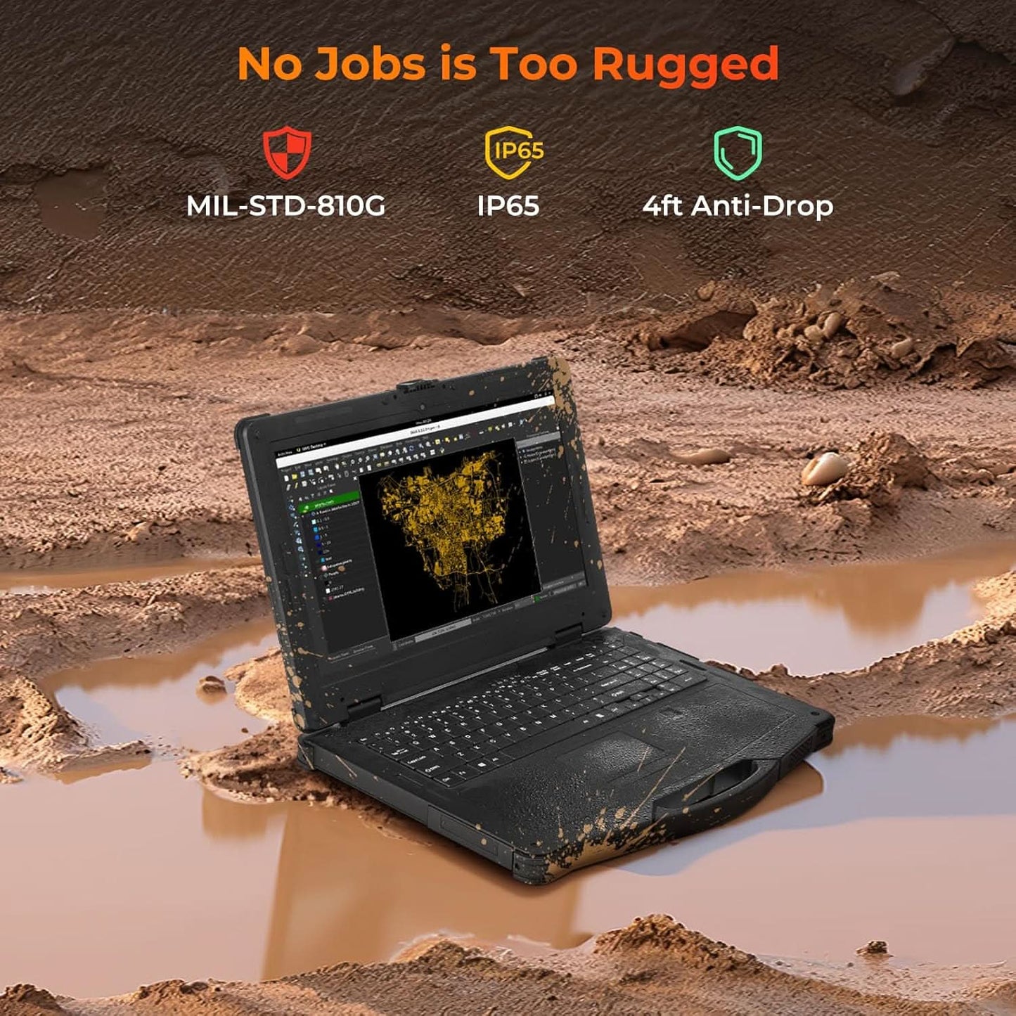 MUNBYN 15.6" Rugged Laptop Windows 11 Pro, Intel i5-1135G7, 16GB+512GB