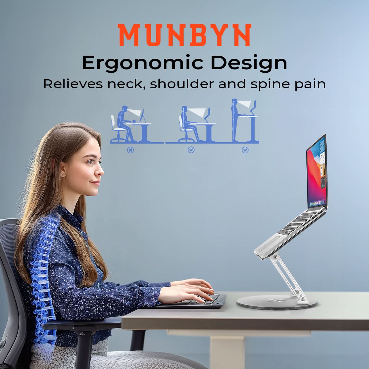 MUNBYN 360° Rotating Laptop Stand