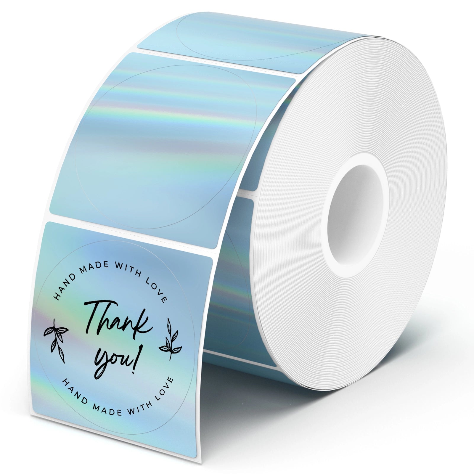 MUNBYN 2" blue holographic labels feature a mesmerizing design that changes colors with the light.