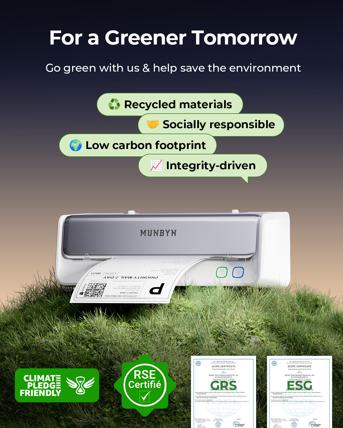 MUNBYN RealWriter 405B Bluetooth Printer & Rectangle Labels Pet Packaging Pro Kit