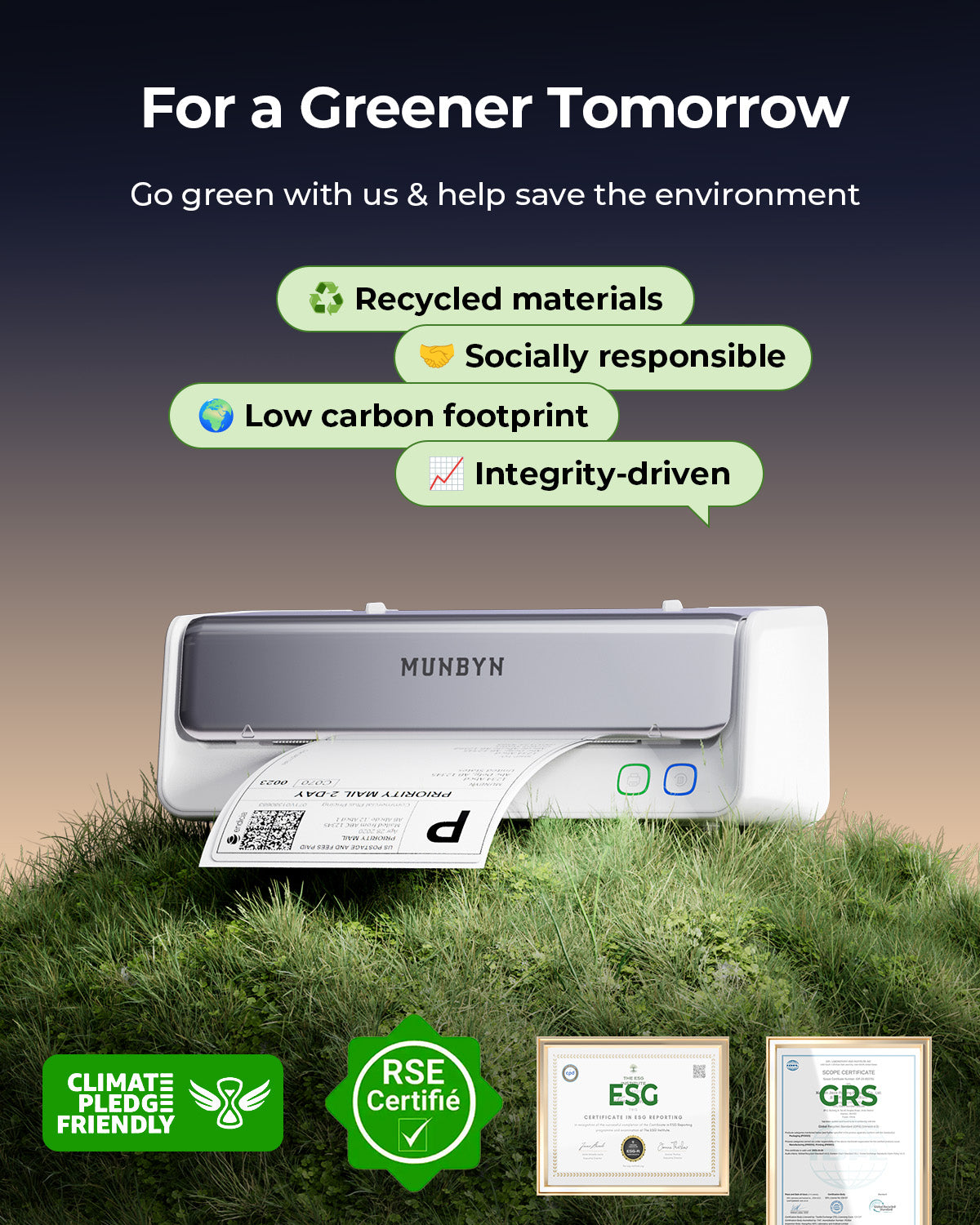 MUNBYN RealWriter 405B Replaceable Print-Head Bluetooth Thermal Label Printer with Label Holder