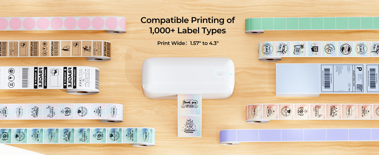 MUNBYN 402B Bluetooth Label Printer compatible printing of 1000+ label types