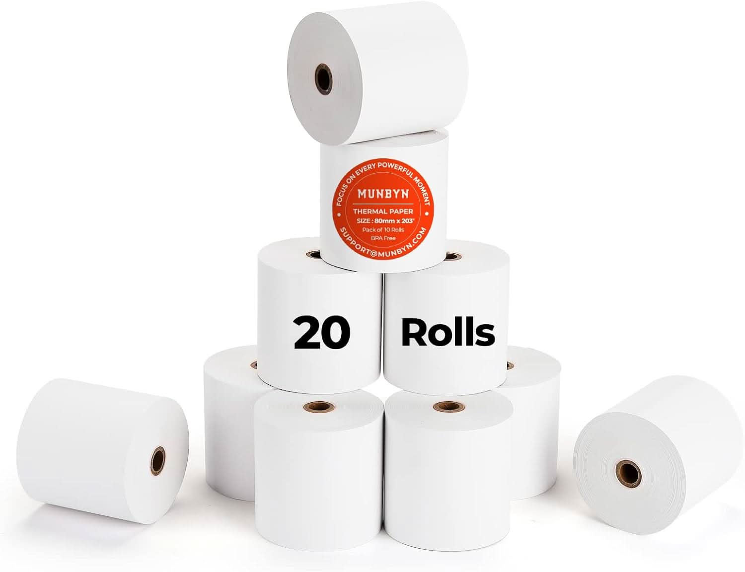 MUNBYN White Thermal Receipt Paper 3 1/8 x 230ft (20 Rolls)