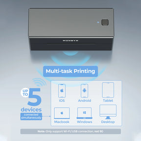 MUNBYN P129S thermal printer features seamless WiFi connectivity, allowing for effortless wireless printing from multiple devices within your network.