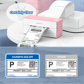 MUNBYN P129S WiFi thermal printer has been engineered to deliver sharp, clear text and barcodes.