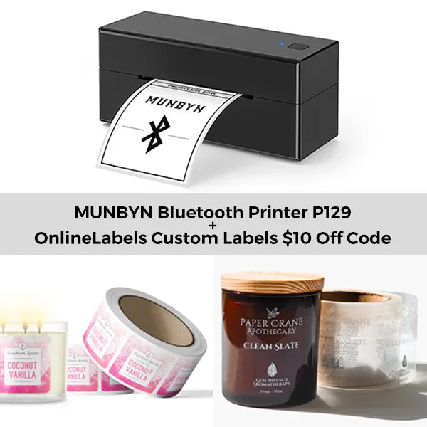 【MUNBYN Day Exclusive】Wireless Bluetooth Thermal Label Printer P129