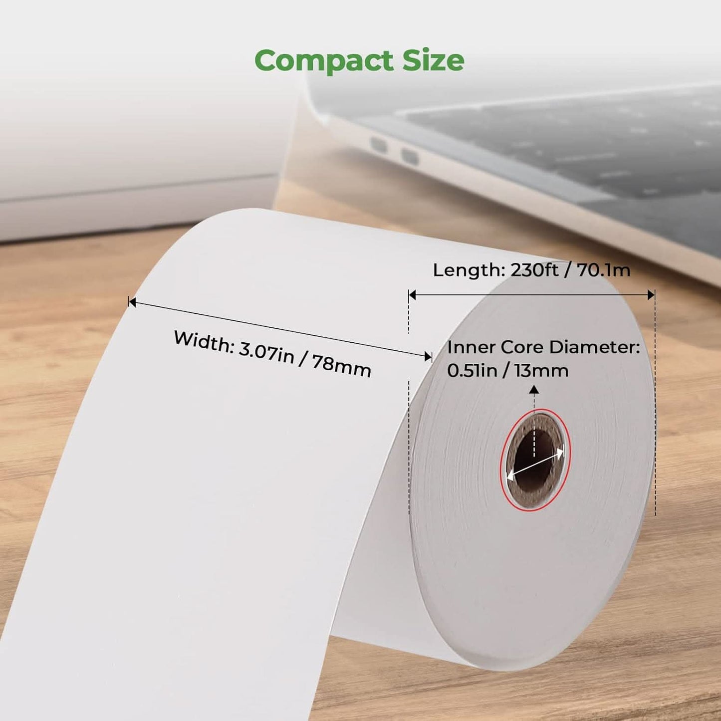 MUNBYN White Thermal Receipt Paper 3 1/8 x 230ft (20 Rolls)