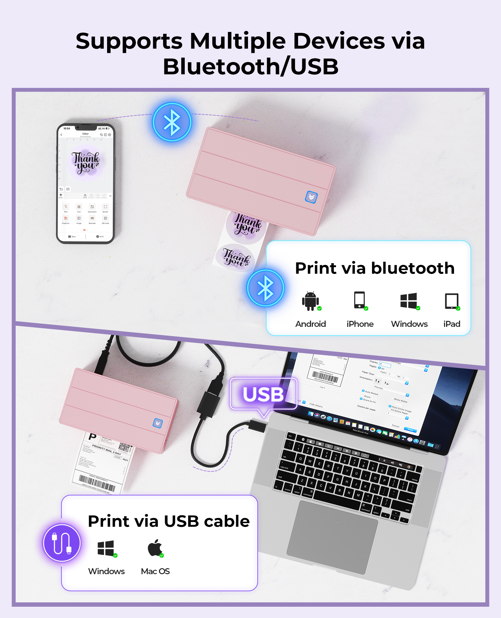 MUNBYN RealWriter 130B Bluetooth Thermal Label Printer