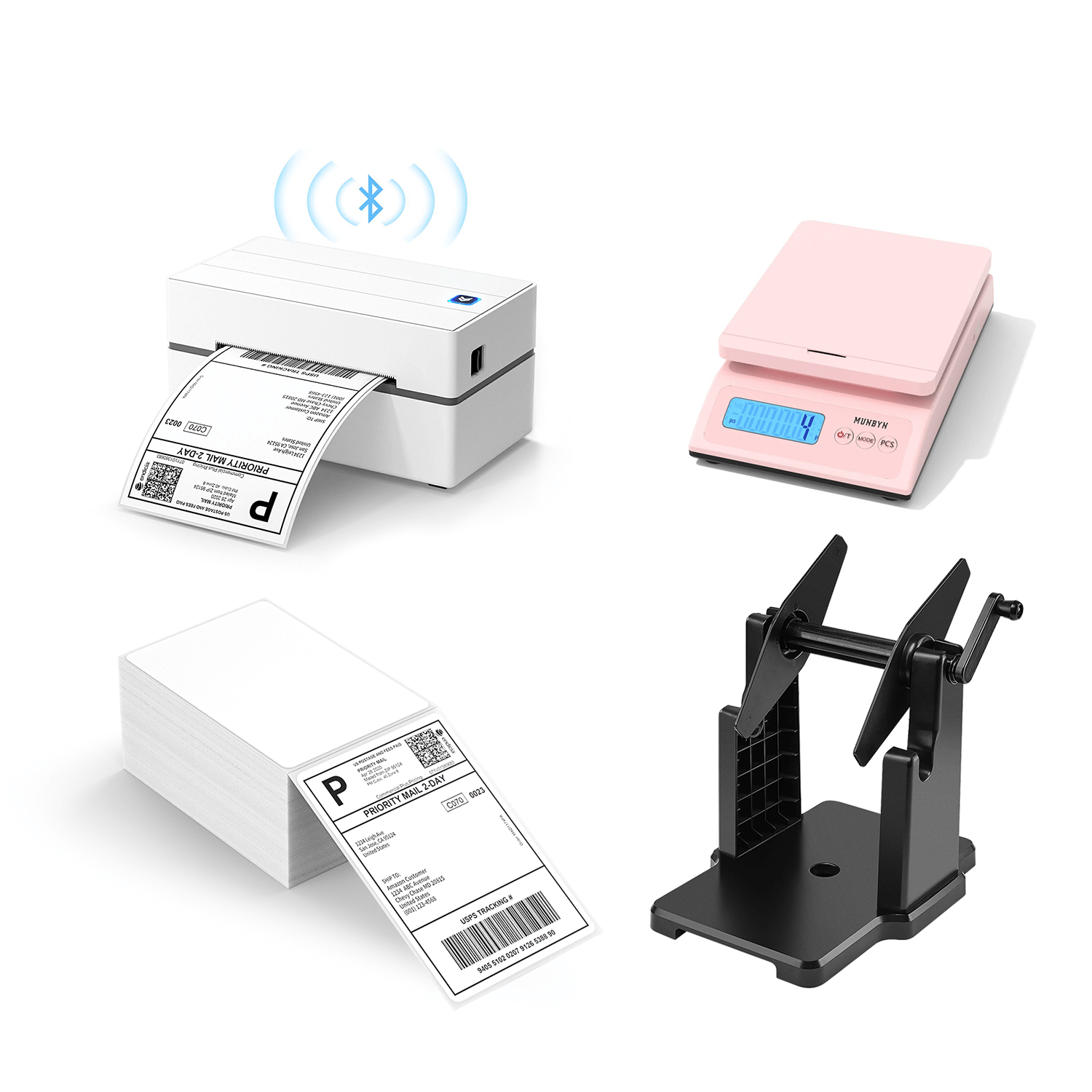 MUNBYN Bluetooth Thermal Label Printer P130B Starter Kit