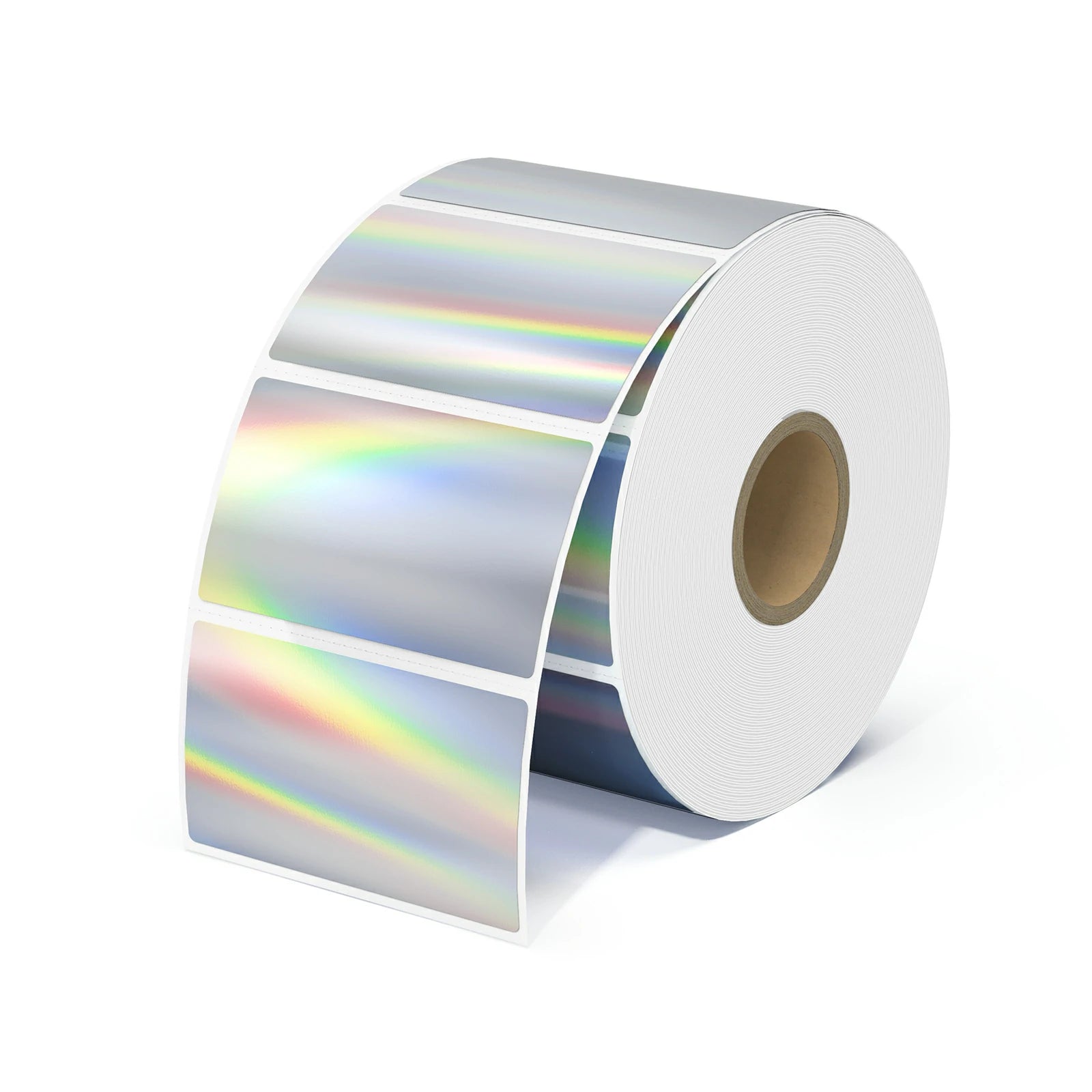 MUNBYN holographic silver rectangle thermal labels are 2.25