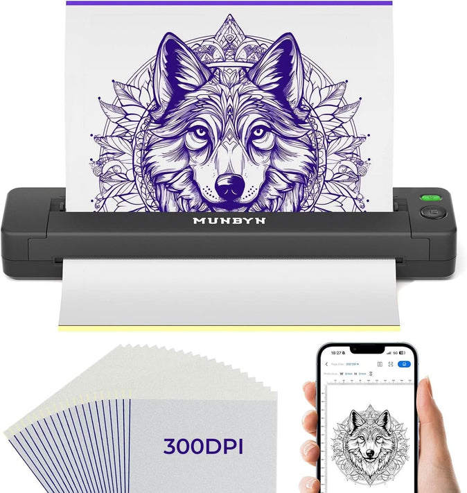 MUNBYN ITP06 Tattoo Stencil Printer with 20 Transfer Papers