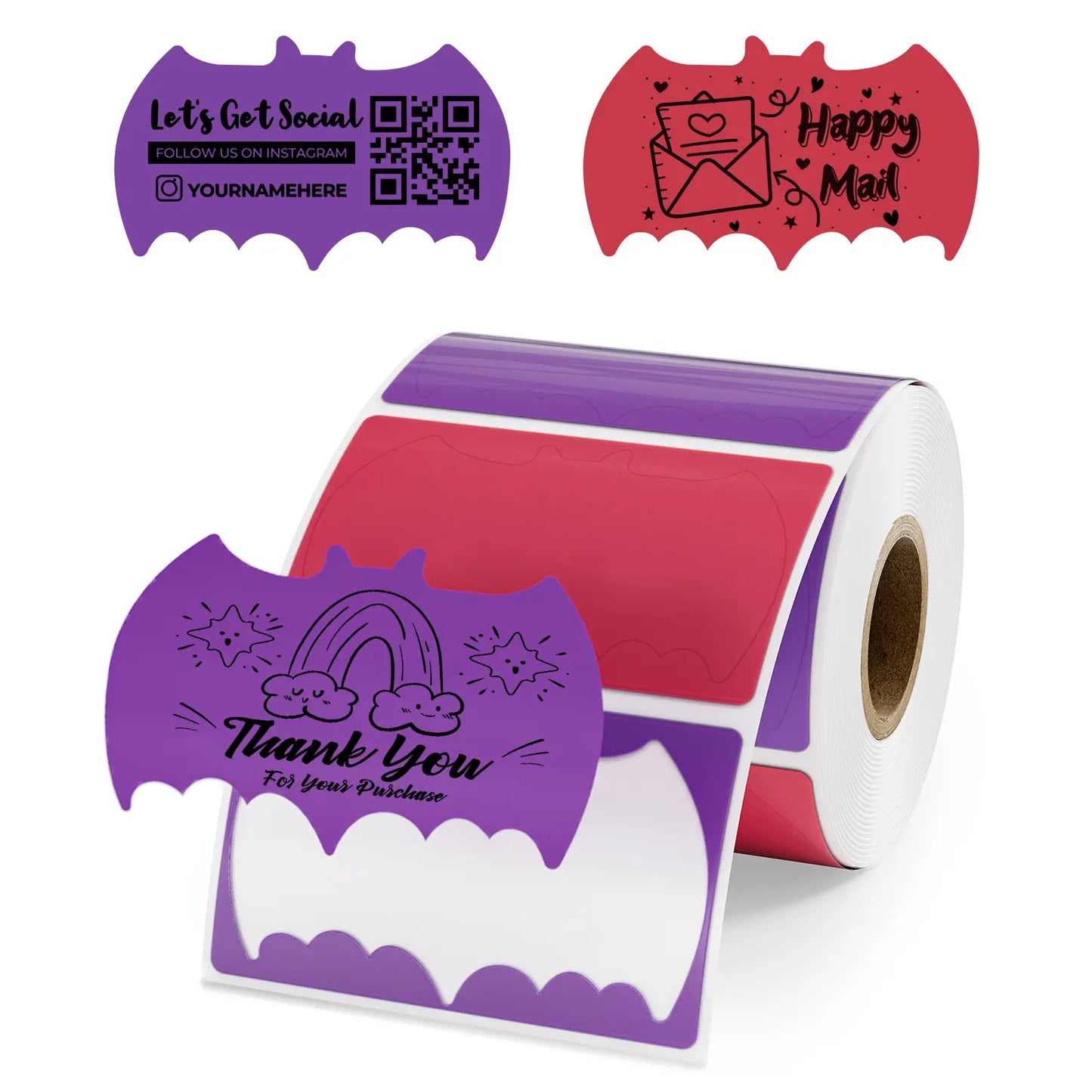 MUNBYN Bat Shaped Thermal Labels for Party