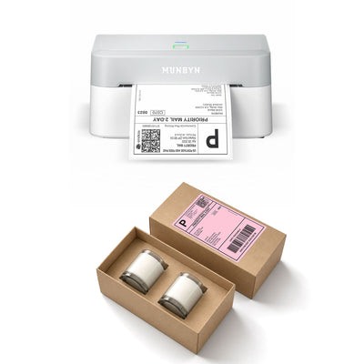 MUNBYN RealWriter 403B Bluetooth Printer & 4x6 Fanfold Labels Candle Shipping Starter Kit