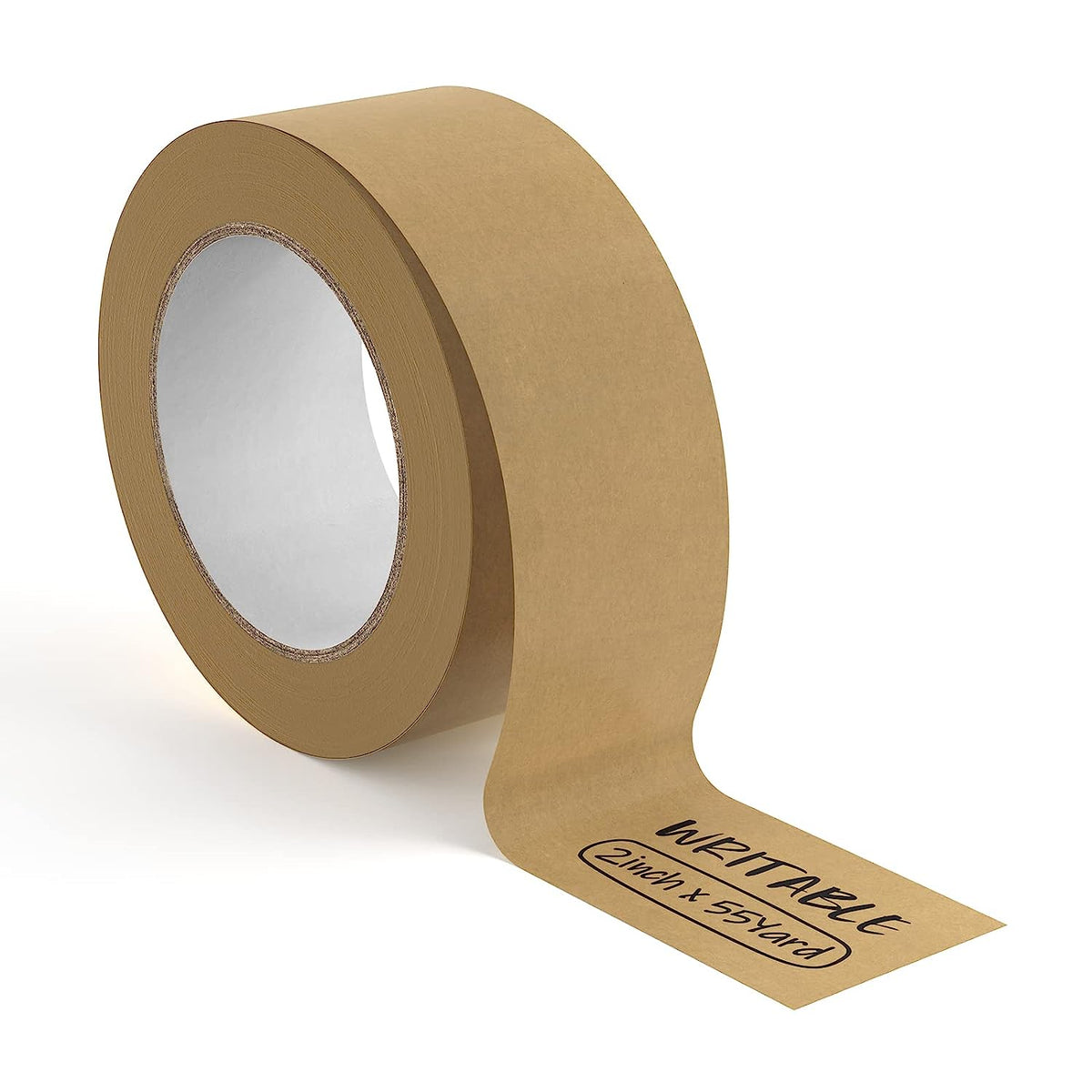 MUNBYN writable brown shipping tape is 2 inches x 55 yards.