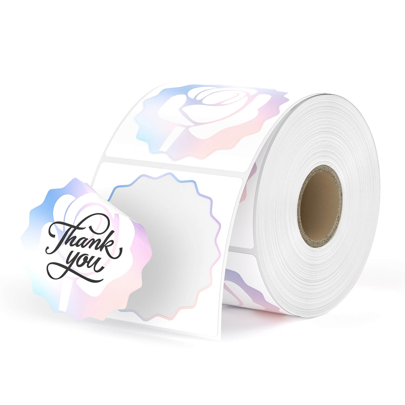 Infuse your products with a touch of romance using our rose pattern wreath thermal labels. 