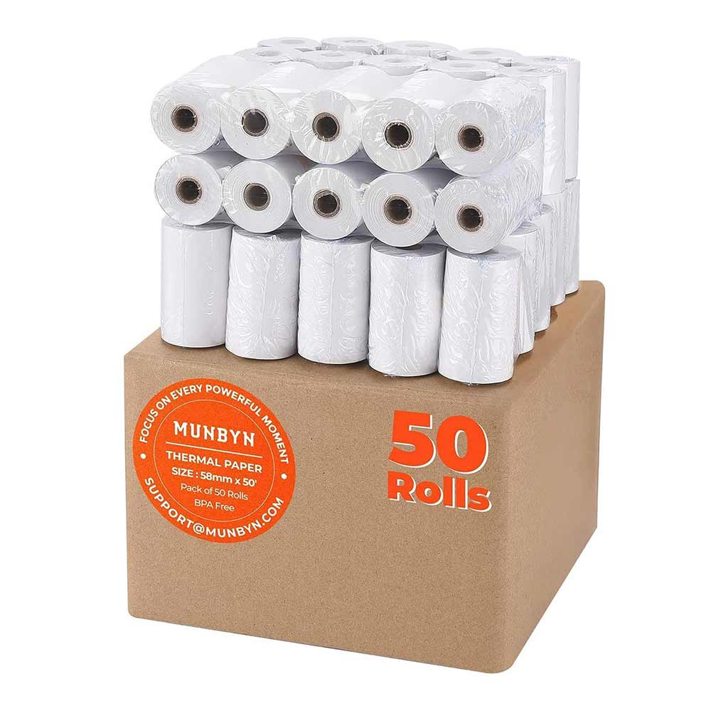 MUNBYN 2 1/4" x 50' BPA Free Thermal Receipt Paper (50 Rolls) for POS Printers