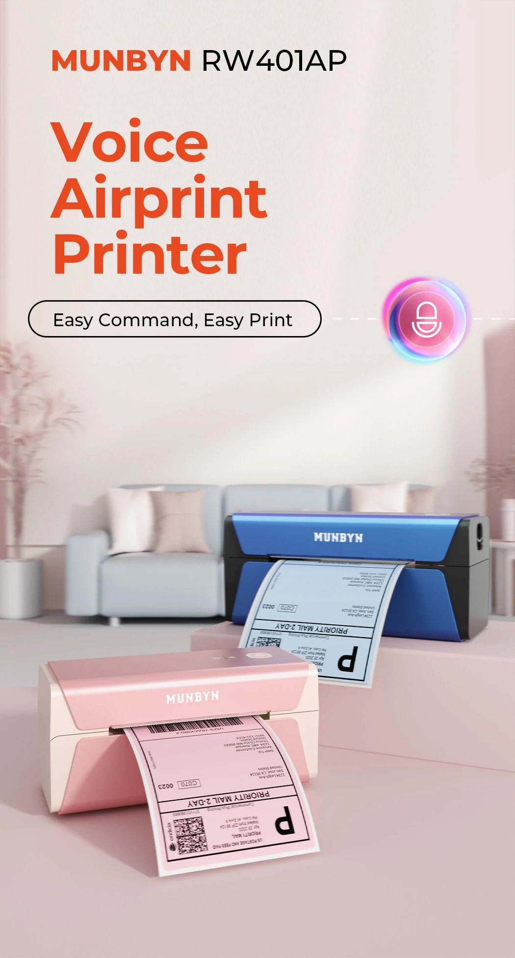 Munbyn Lettering MUNBYN AirPrint Shipping Label Printer RW401AP | MUNBYN