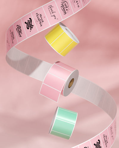 MUNBYN RealWriter 130B Bluetooth Printer & Rectangle Pink Labels Beauty Packaging Basic Kit